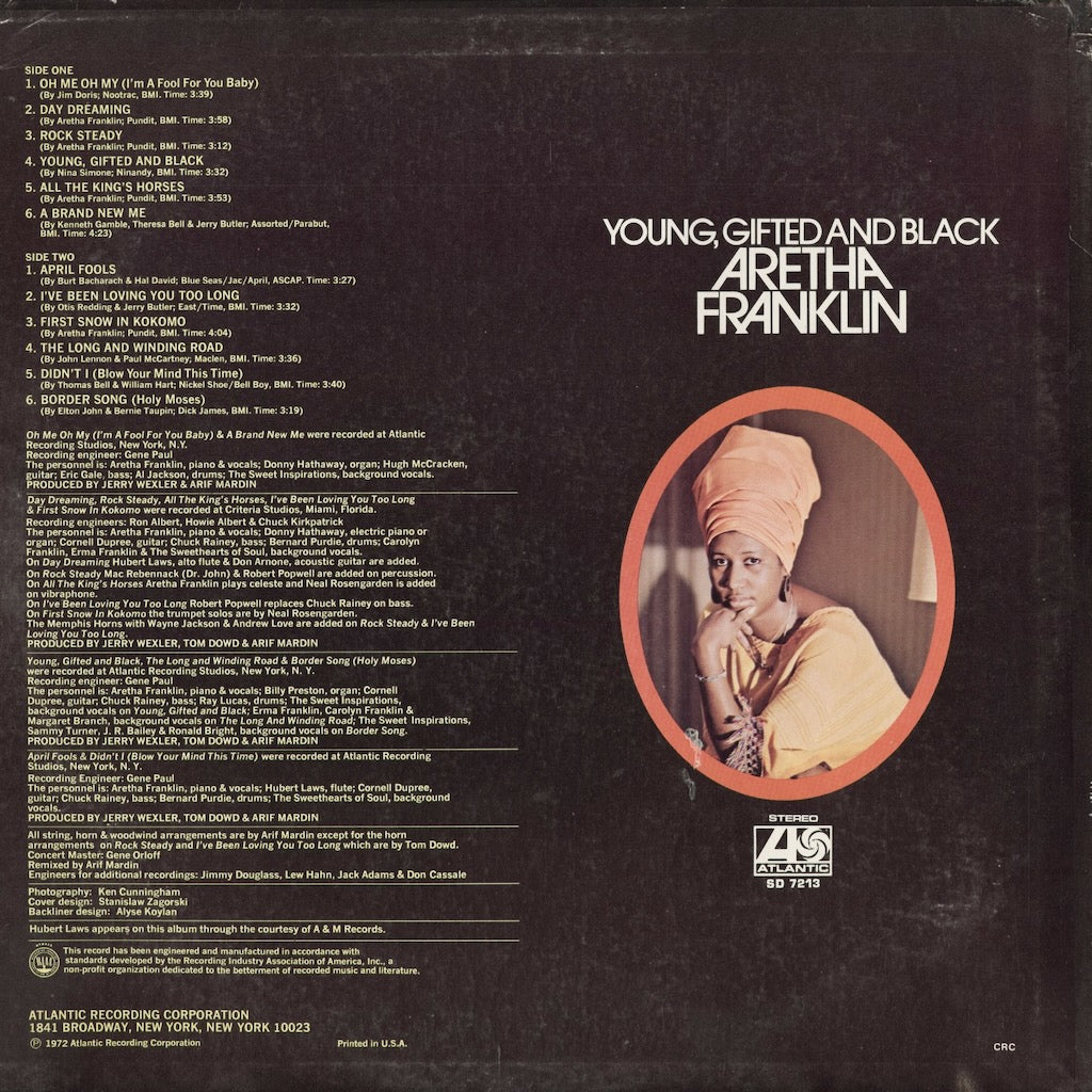 Aretha Franklin - Young Gifted And Black (SD 7213) 1972 US Atlantic｜中古LP