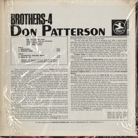Don Patterson With Sonny Stitt - Brothers-4 (PRST 7738) 1969 US Prestige｜中古LP