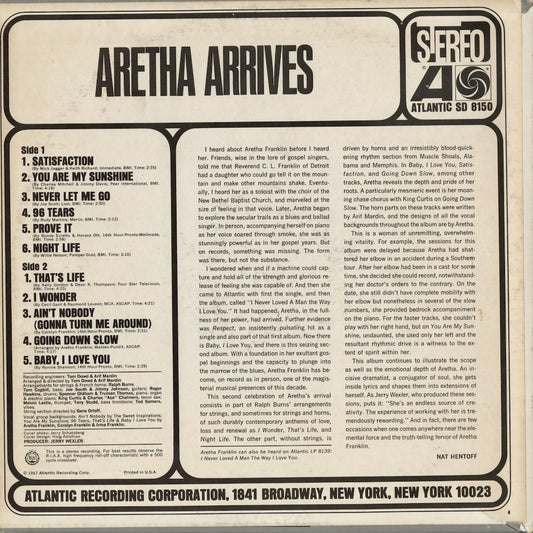 Aretha Franklin - Aretha Arrives (SD 8150) LP 1967 US Atlantic｜中古LP