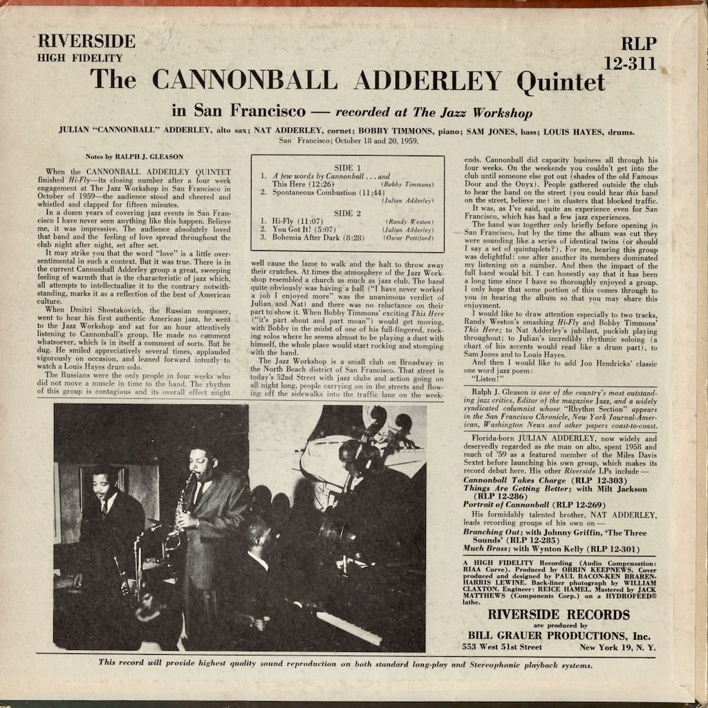 Cannonball Adderley / キャノンボール・アダレイ / In San Francisco (RLP12-311)