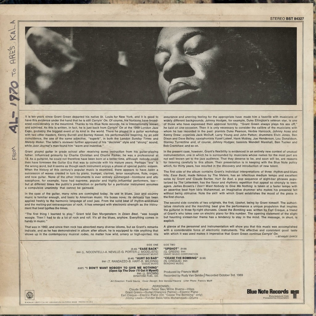 Grant Green - Carryin' On (BST 84327) 1970 US Blue Note｜中古LP