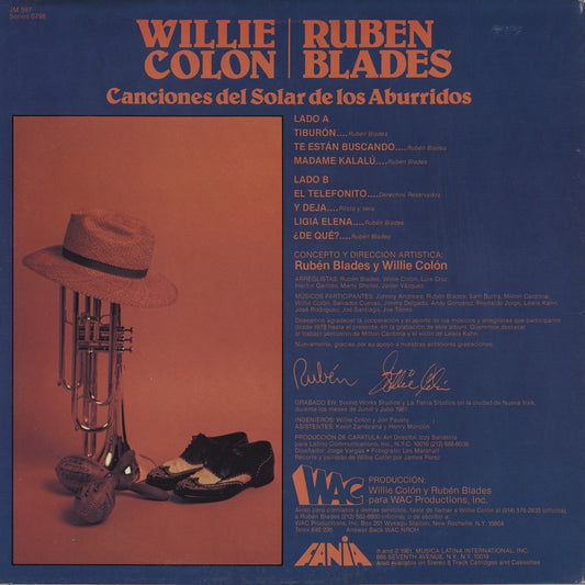 Willie Colon & Ruben Blades - Canciones Del Solar De Los Aburridos (JM597) LP 1981 US Fania｜中古LP