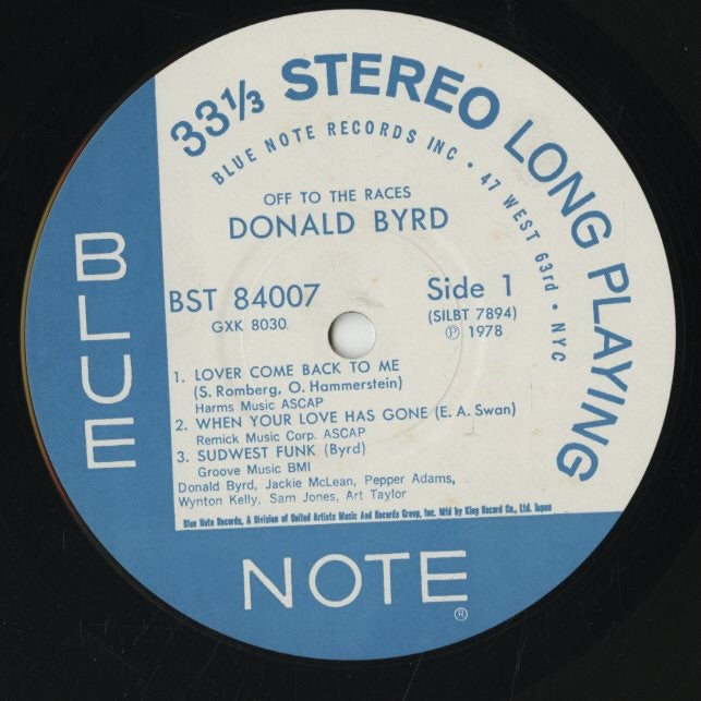 Donald Byrd / ドナルド・バード / Off To The Races (GXK 8030)