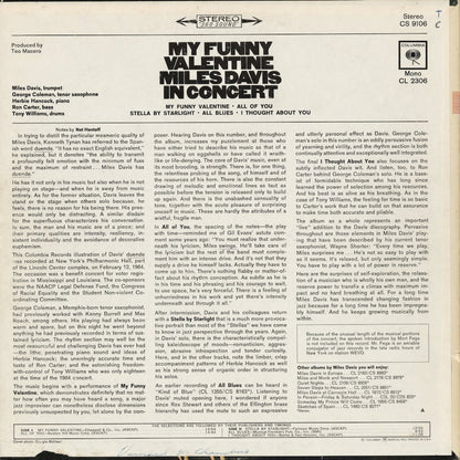Miles Davis - My Funny Valentine (CS 9106) LP 1965 US Columbia｜中古LP