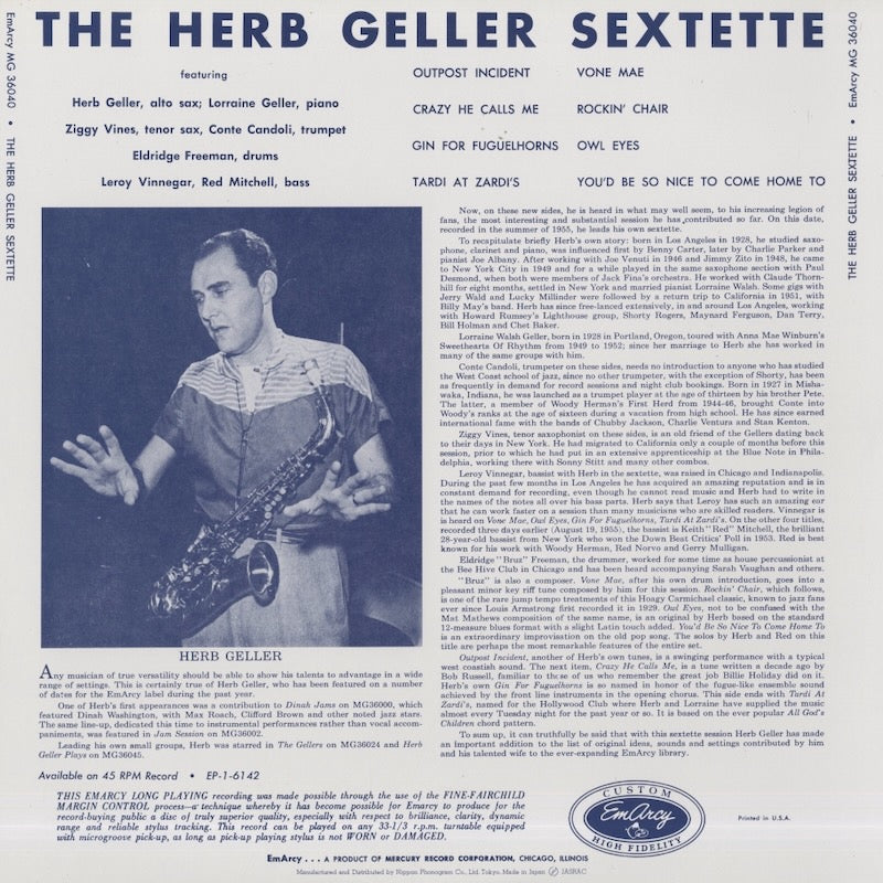 The Herb Geller Sextette / ハーブ・ゲラー / (SJ-19615)