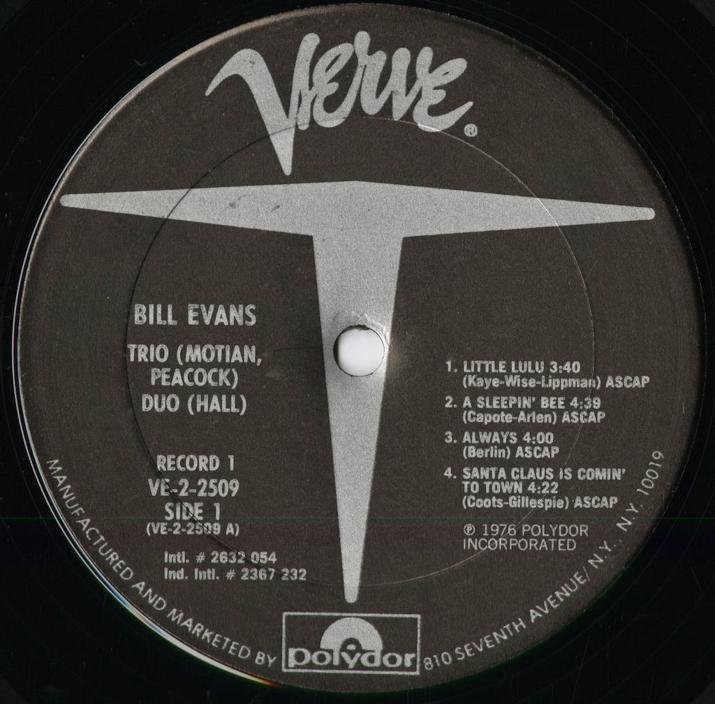 Bill Evans - Trio (Motian, Peacock), Duo (Hall) (VE-2-2509) 1976 US Verve｜中古LP