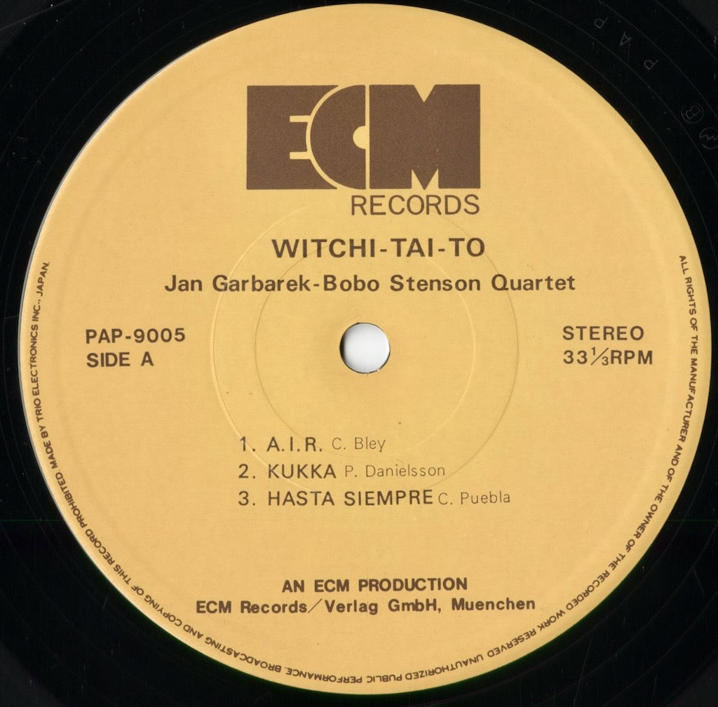 Jan Garbarek, Bobo Stenson Quartet - Witchi-Tai-To (PAP 9005) 1974 JPN ECM｜中古LP