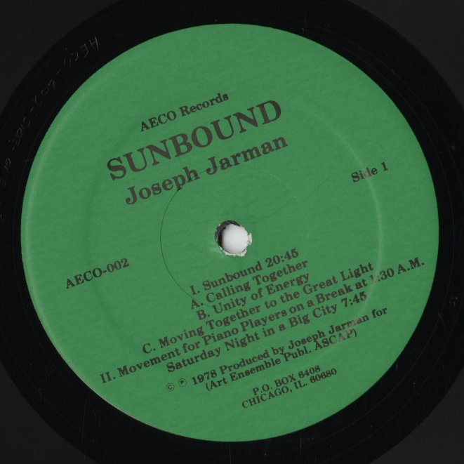 Joseph Jarman - Sunbound Volume One (AECO 002) LP 1978 US AECO
