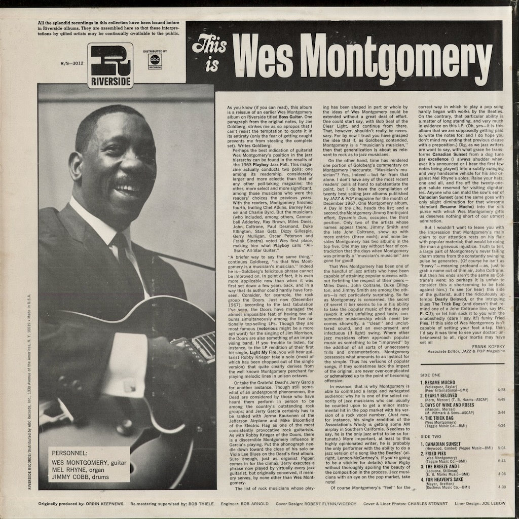 Wes Montgomery - This Is Wes Montgomery (RS 3012) 1968 US Riverside｜中古LP