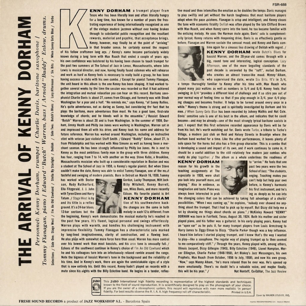 Kenny Dorham - The Arrival Of Kenny Dorham (FSR-688) 1988 SPA Jaro｜中古LP