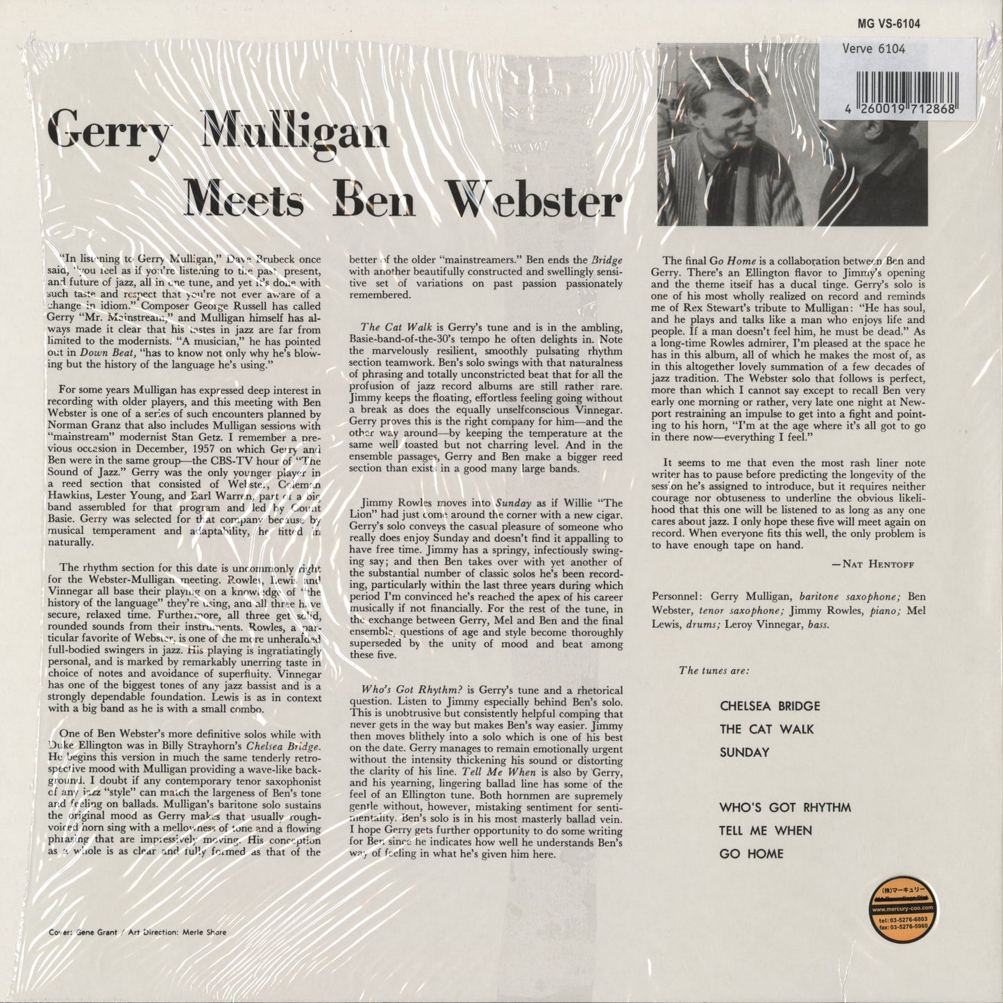 Gerry Mulligan, Ben Webster / ジェリー・マリガン、ベン・ウェブスター / Gerry Mulligan Meets Ben Webster (MG VS-6104)