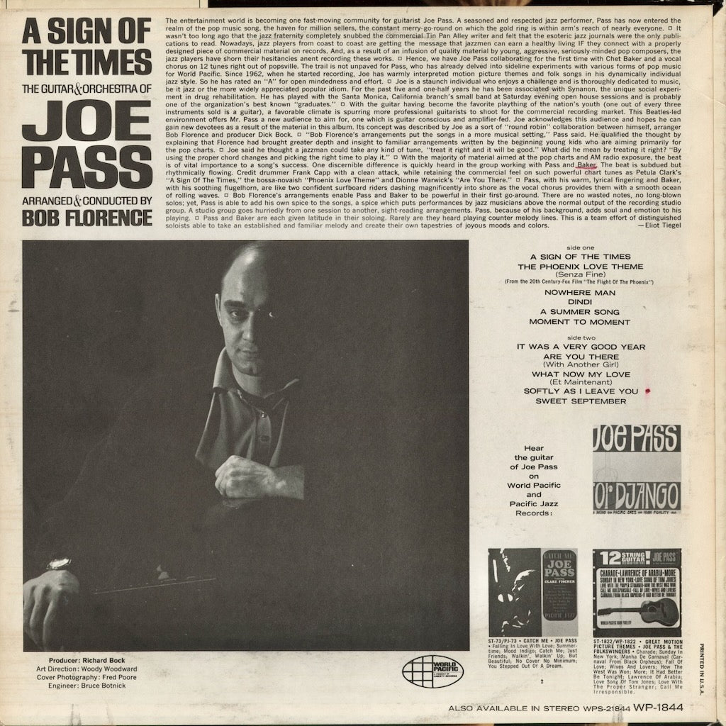 Joe Pass - A Sign Of The Times (WP-1844) 1966 US World Pacific｜中古LP