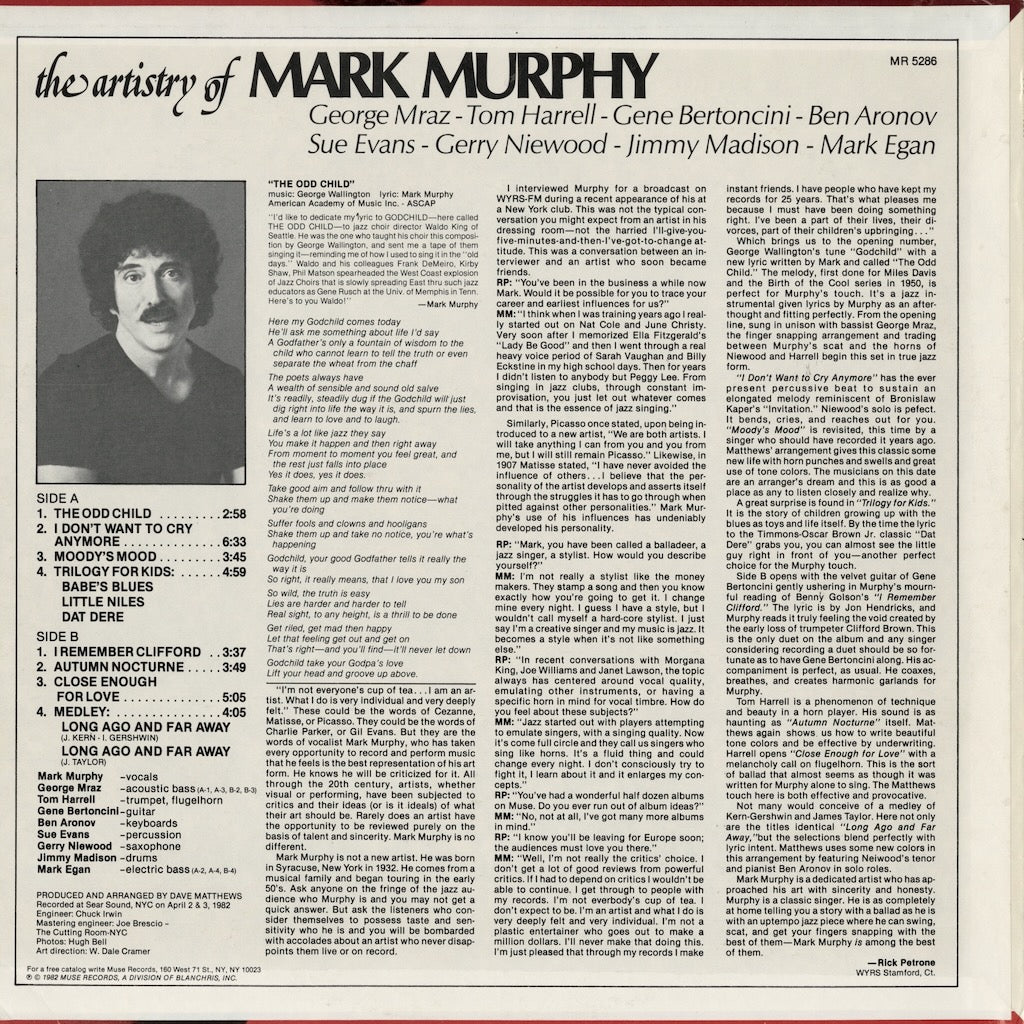 Mark Murphy – The Artistry Of Mark Murphy (MR 5286) LP 1982 US Muse | 中古LP