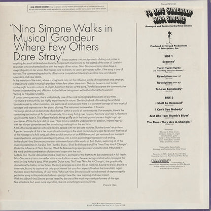 Nina Simone - To Love Somebody (LSP-4152) 1969 US RCA｜中古LP