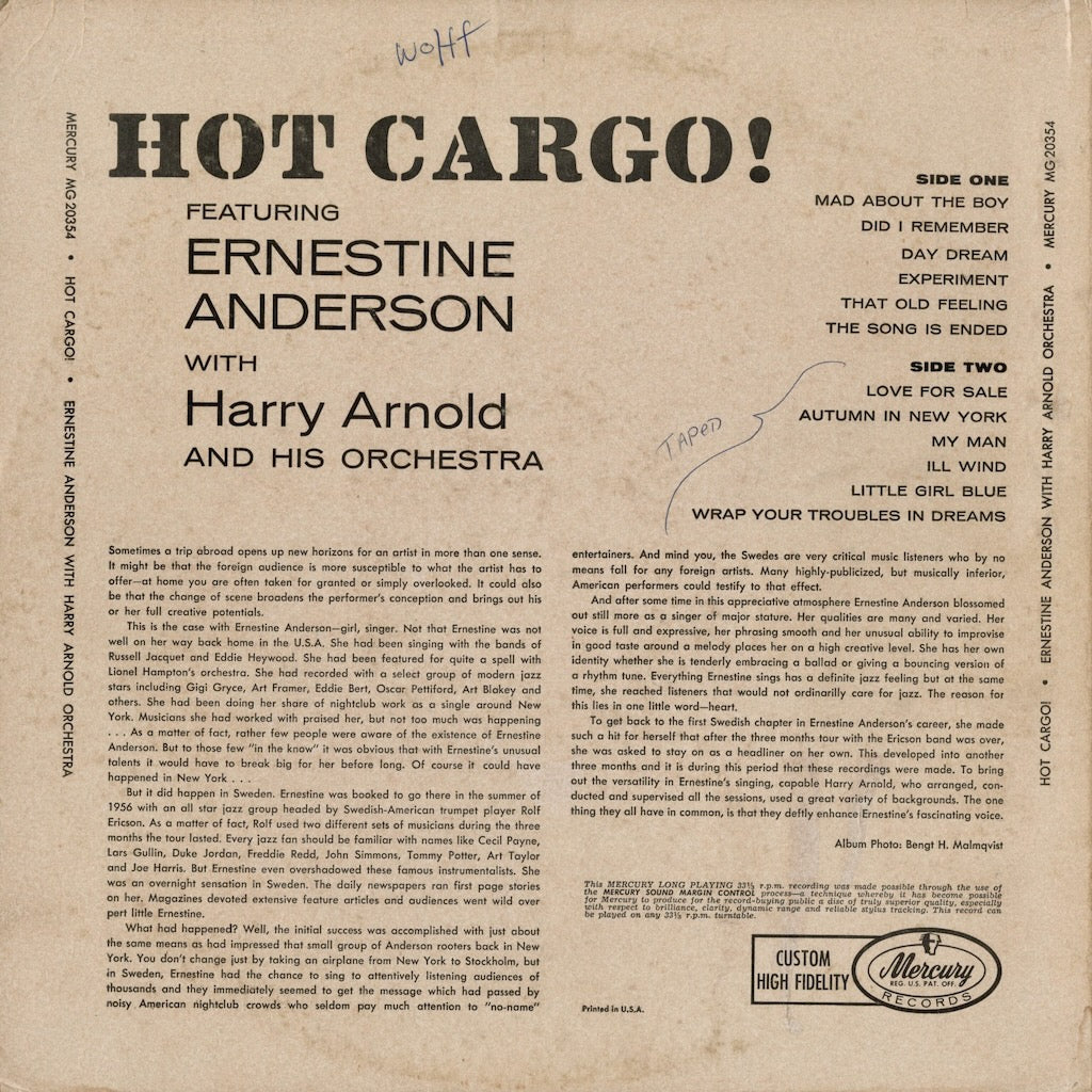 Ernestine Anderson – Hot Cargo (MG 20354) LP 1958 US Mercury | 中古LP