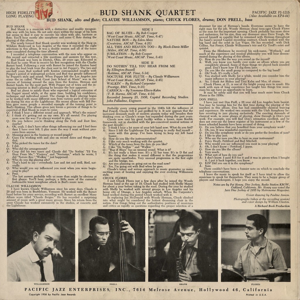 Bud Shank / バド・シャンク / Bud Shank (1956) (PJ-1215)