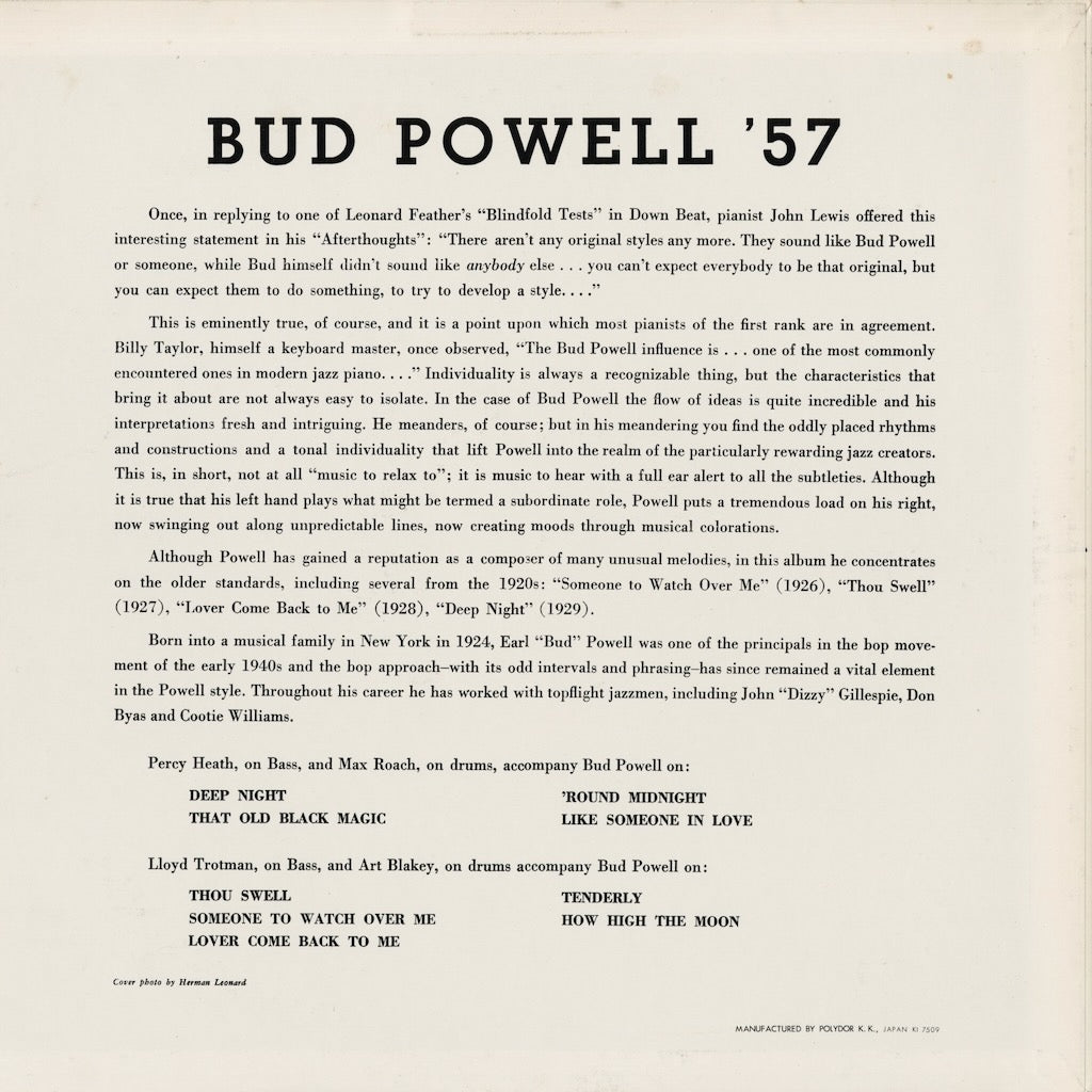 Bud Powell - Bud Powell '57 (MV 2571) 1975 JPN Verve｜中古LP