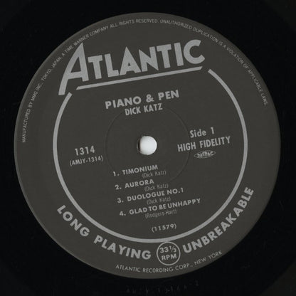 Dick Katz / ディック・カッツ / Piano & Pen (AMJY-1314)