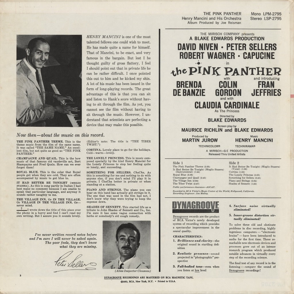 Henry Mancini – The Pink Panther -OST (LSP 2795) LP 1963 US RCA Victor | 中古LP