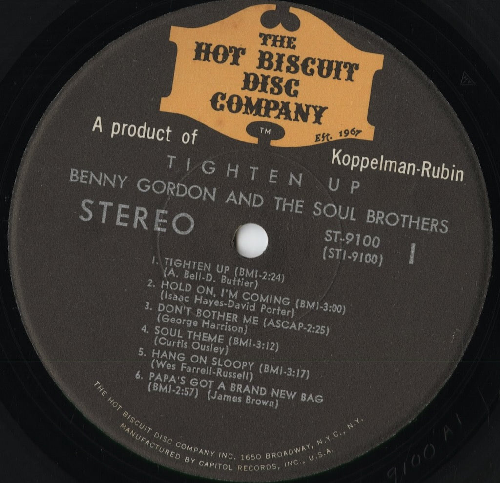 Benny Gordon and The Soul Brothers - Tighten Up (ST 9100) 1968 US Hot Biscuit Disc Company｜中古LP