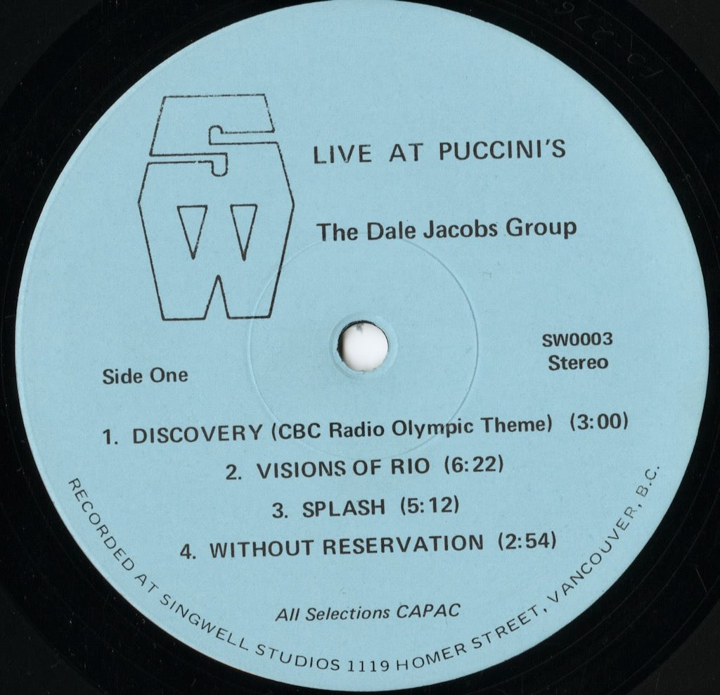 The Dale Jacobs Group - Live At Puccini's (SW-0003) LP 1976 CANADA Singwell｜中古LP