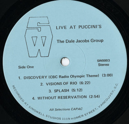 The Dale Jacobs Group - Live At Puccini's (SW-0003) LP 1976 CANADA Singwell｜中古LP