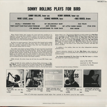 Sonny Rollins / ソニー・ロリンズ / Rollins Plays For Bird (OJC-214)