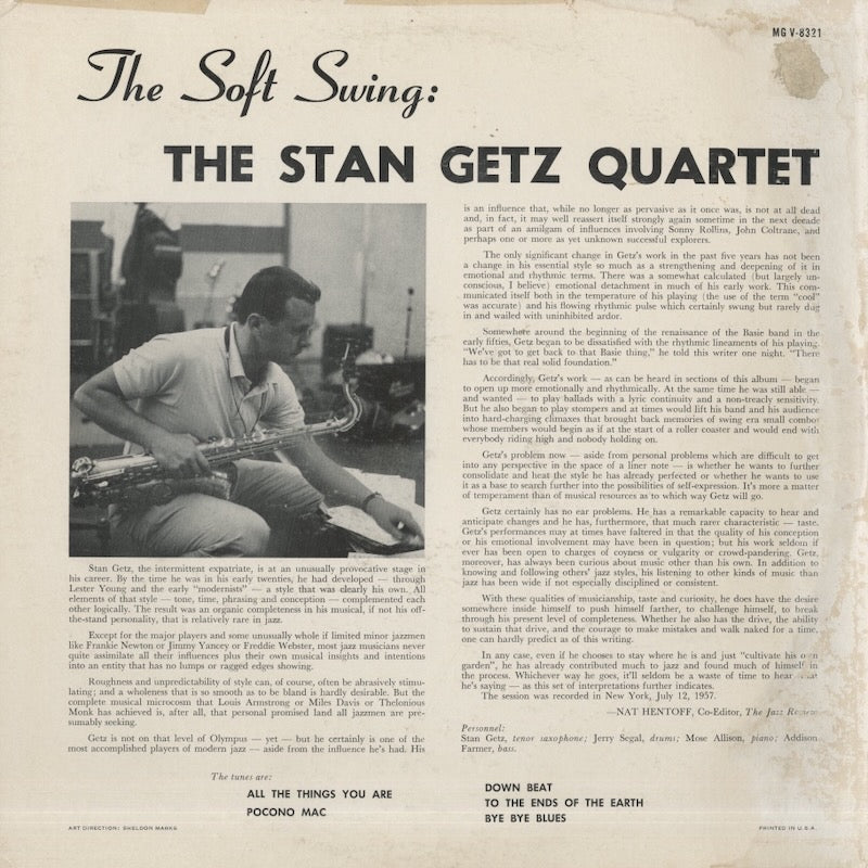 The Stan Getz Quartet / スタン・ゲッツ / The Soft Swing (MG V-8321)