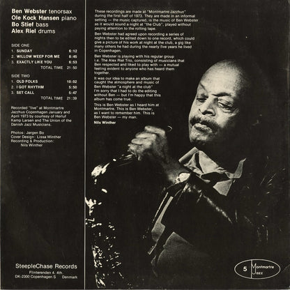 Ben Webster - My Man - Live At Montmartre 1973 (SCS-1008) 1973 DEN Steeple Chase｜中古LP