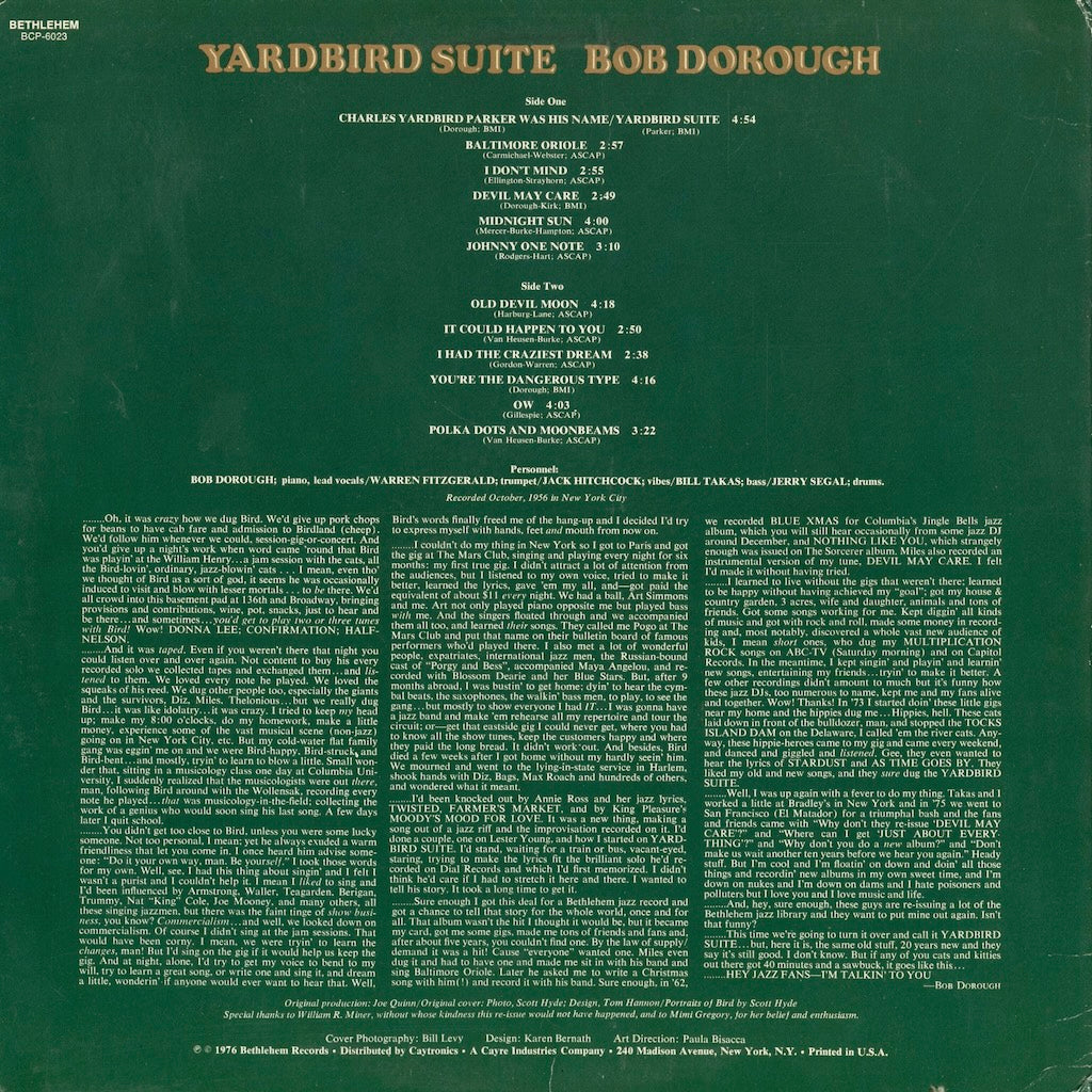 Bob Dorough – Yardbird Suite (BCP-6023) LP 1976 US Bethlehem | 中古LP