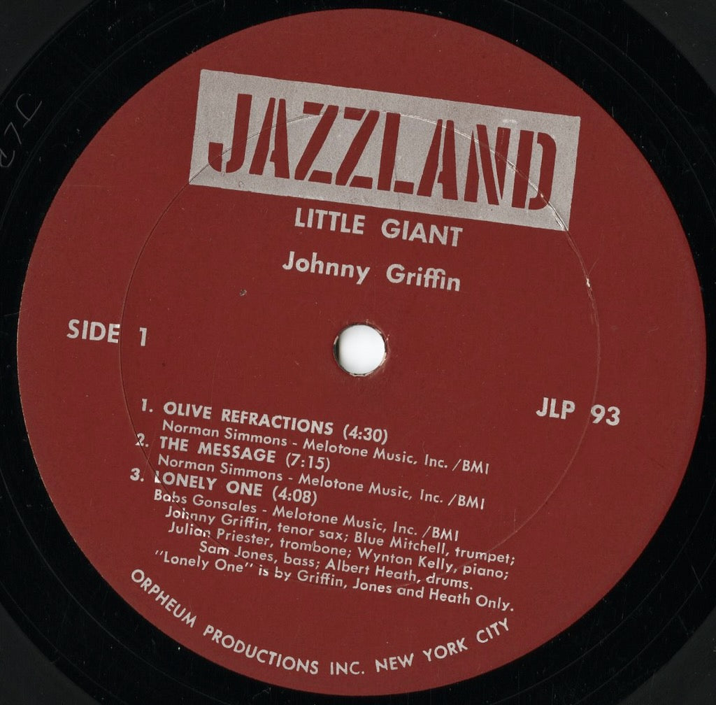Johnny Griffin – The Little Giant (JLP 93) LP 1960's US Jazzland｜中古LP