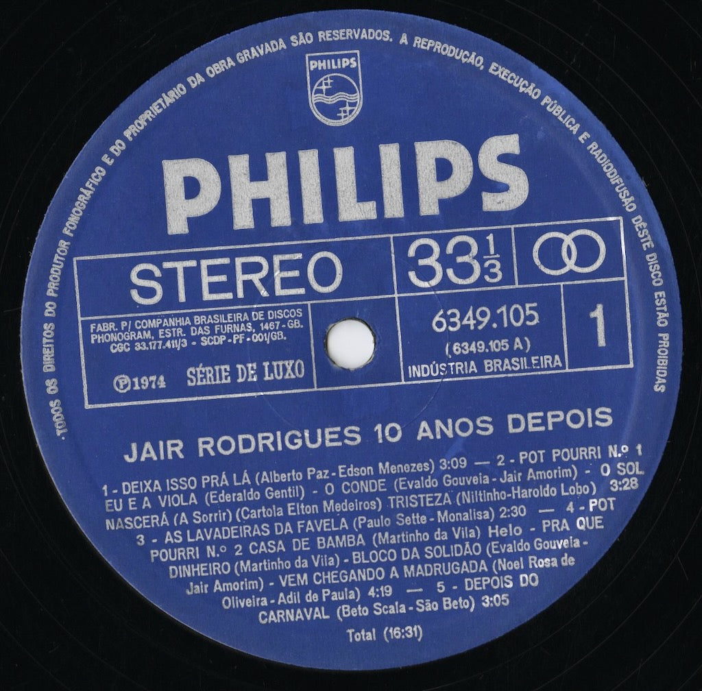 Jair Rodrigues / ジャイル・ロドリゲス / 10 Anos Depois (6349.105)
