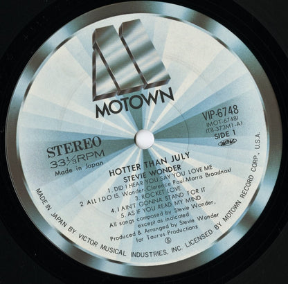 Stevie Wonder - Hotter Than July (VIP-6748) LP 1980 JPN Motown｜中古LP