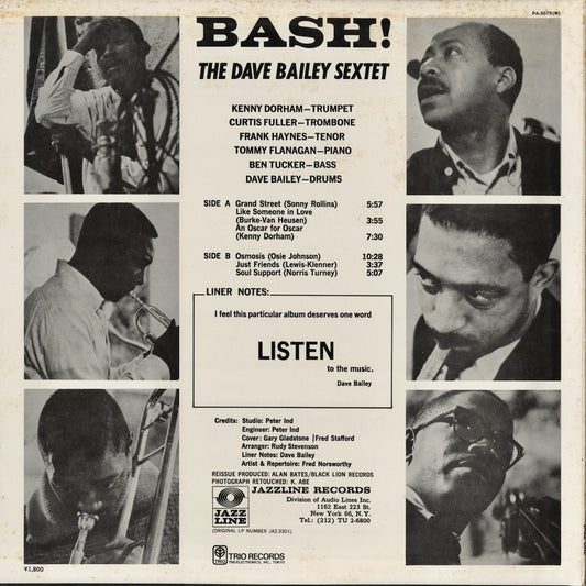 Dave Bailey - Bash! (PA-3079 (M)) LP 1975 JPN Jazz Line - Trio｜中古LP