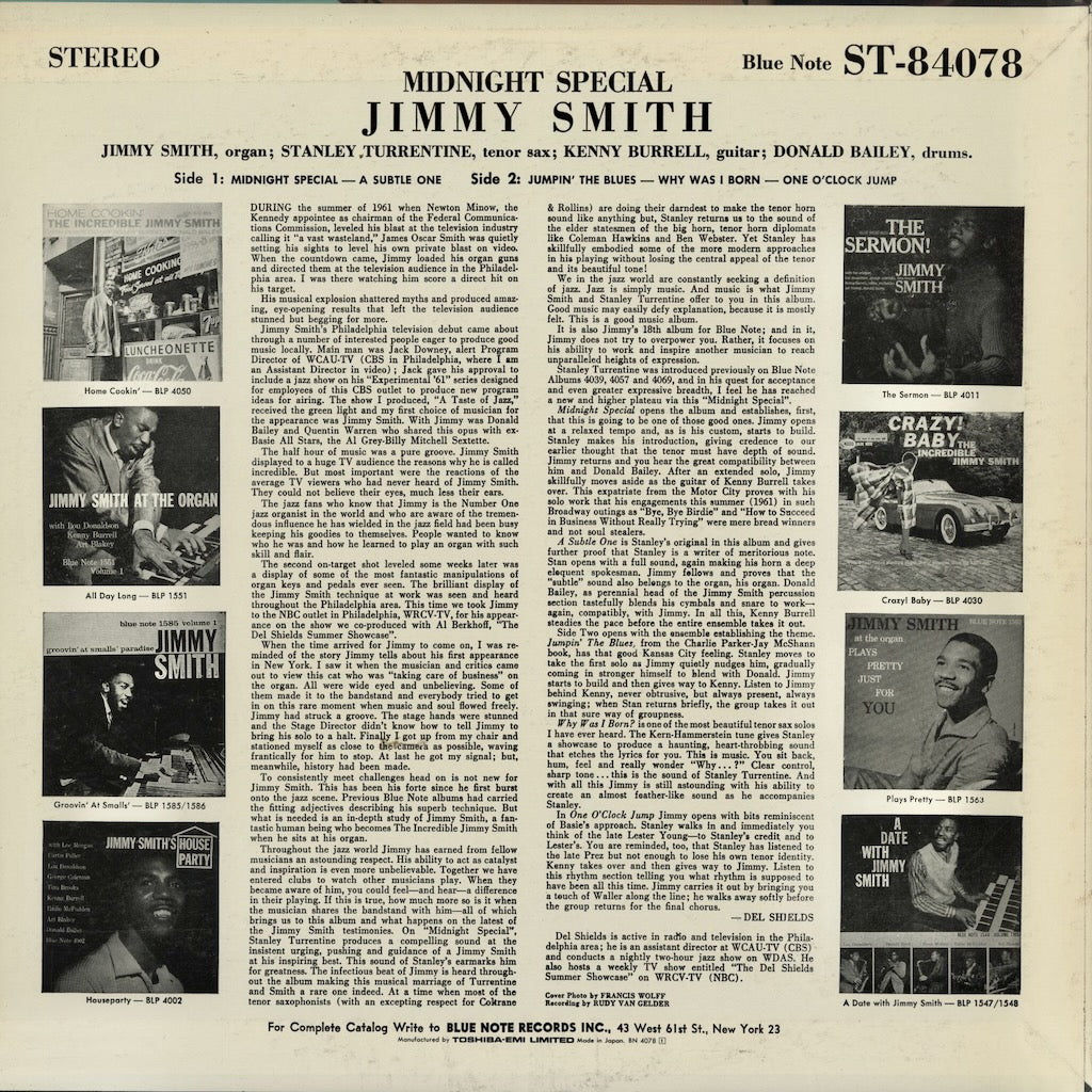 BN 4078 Jimmy Smith / Midnight Special 中古レコード 通販｜VOXMUSIC
