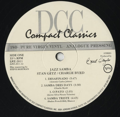 Stan Getz - Charlie Byrd / スタン・ゲッツ　チャーリー・バード / Jazz Samba - 180g Audiofile (LPZ-2011)