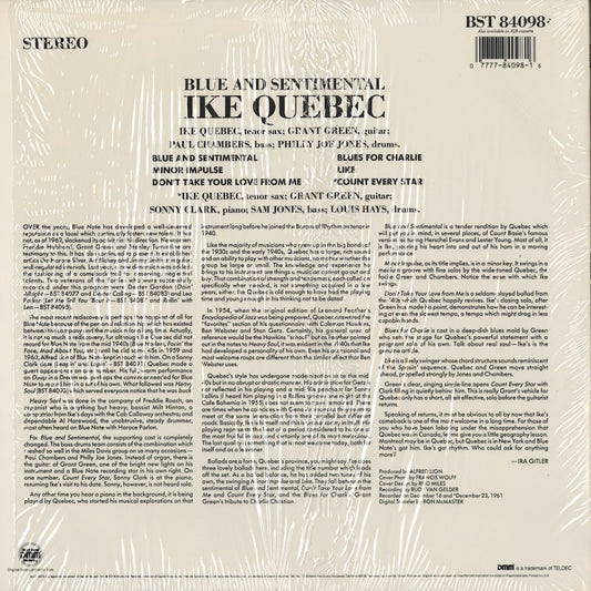Ike Quebec - Blue & Sentimental (BST 84098) 1986 US Blue Note｜中古LP