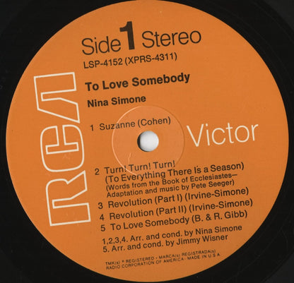Nina Simone - To Love Somebody (LSP-4152) 1969 US RCA｜中古LP