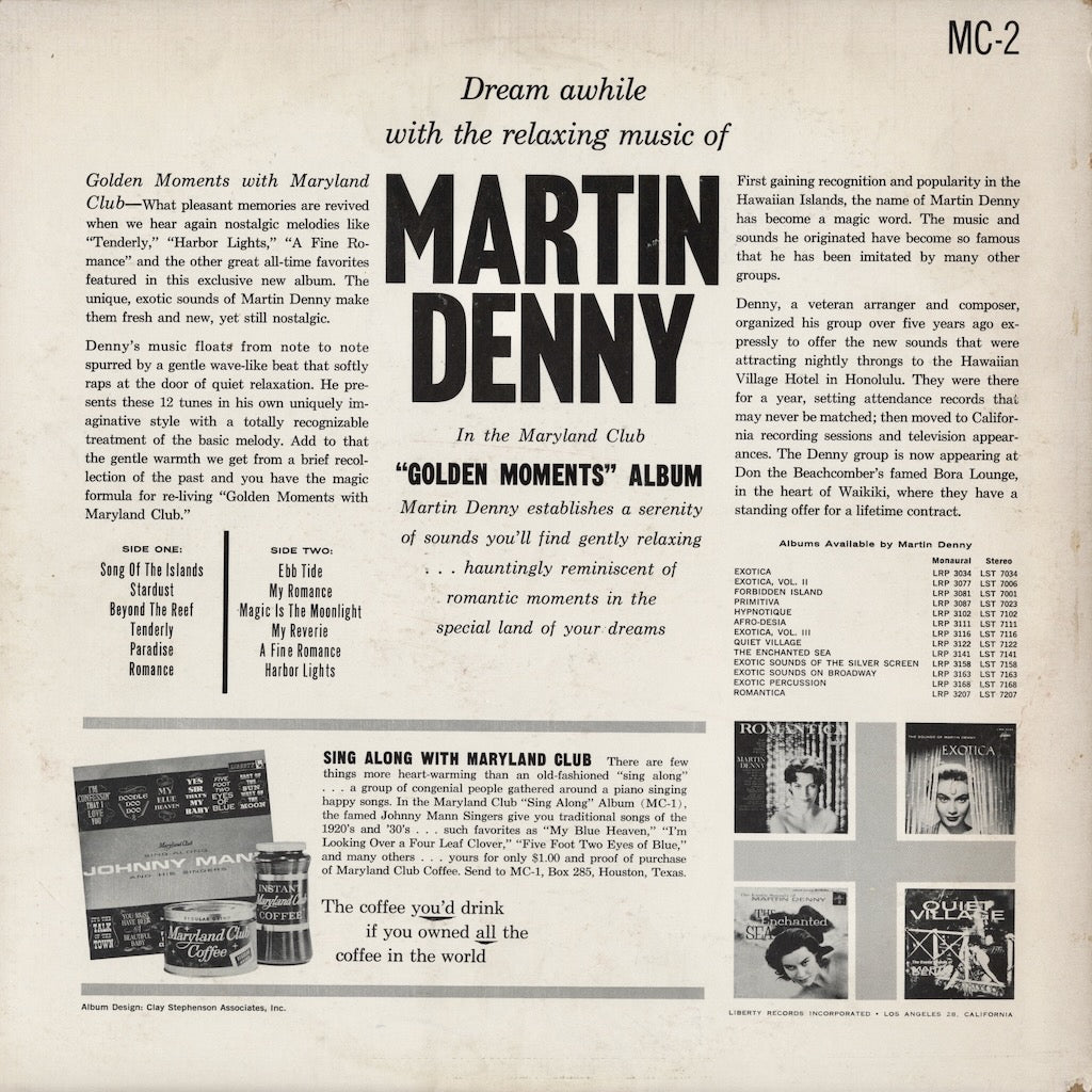Martin Denny / マーチン・デニー / Maryland Club's Golden Moments With Martin Denny (MC-2)