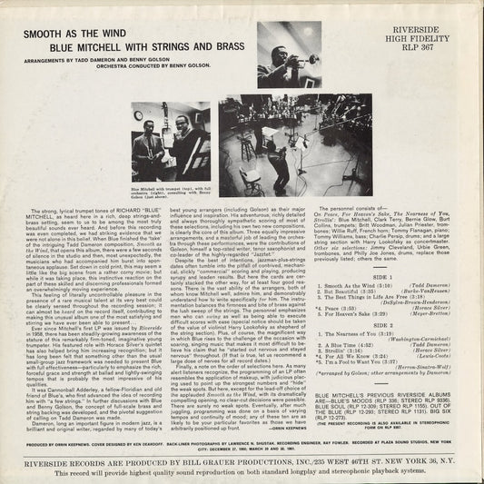 Blue Mitchell - Smooth As The Wind (RLP 367) 1961 US Riverside｜中古LP