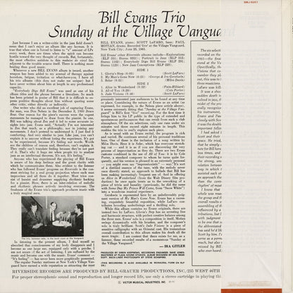 Bill Evans - Sunday At The Village Vanguard (SMJ-6201) 1977 JPN Riverside - Victor｜中古LP