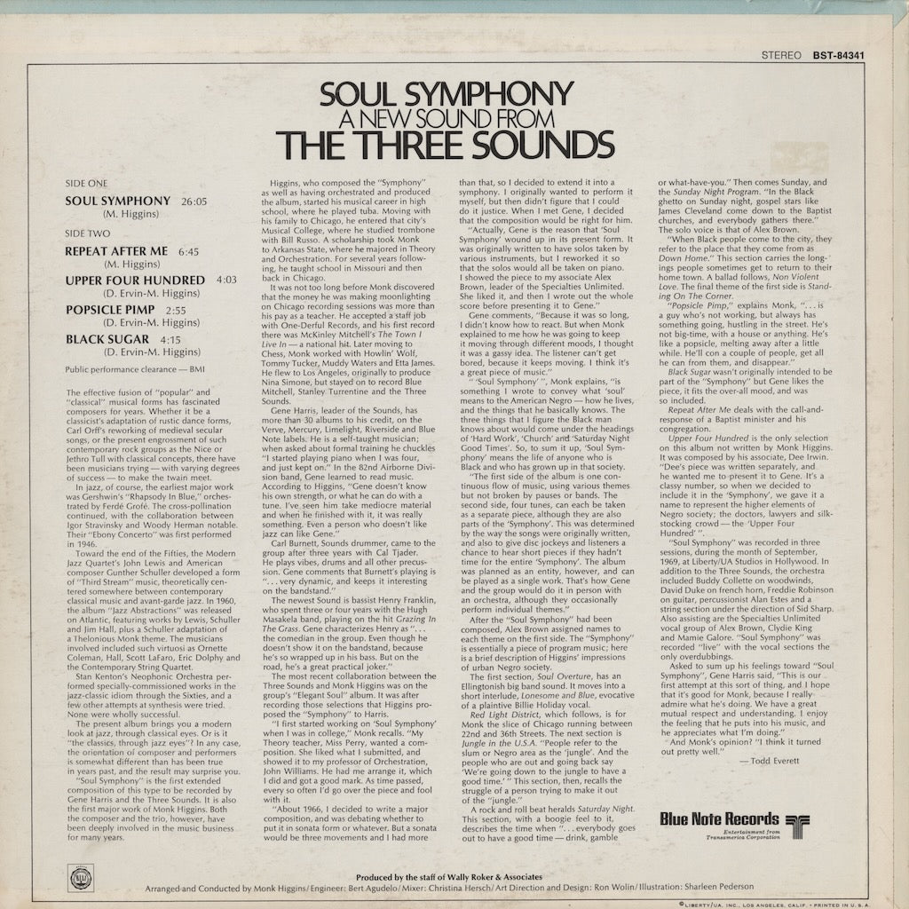 The Three Sounds / スリー・サウンズ / Soul Symphony (BST-84341) US BLUENOTE LIBERTY 青黒Lbl.