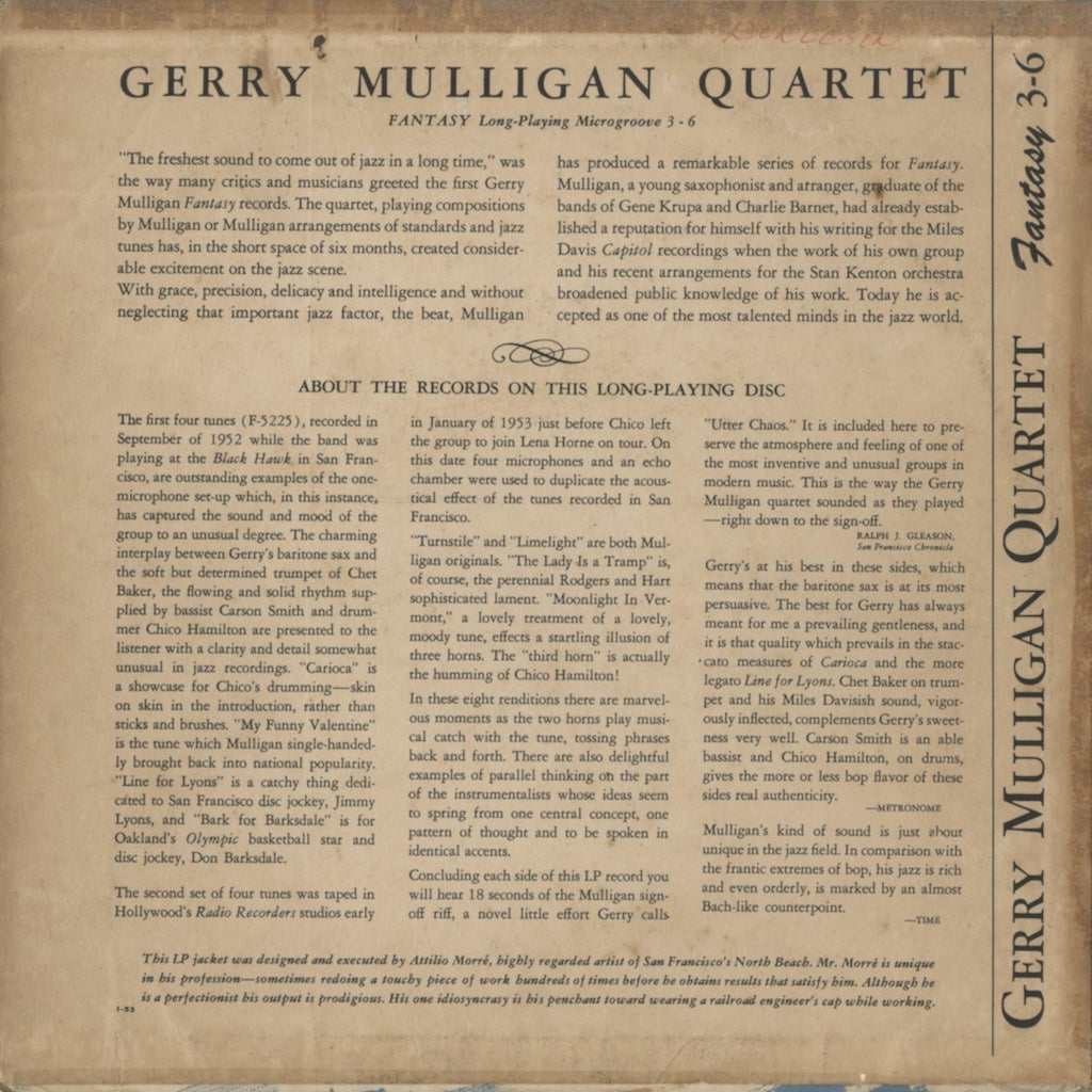 Gerry Mulligan / ジェリー・マリガン / Gerry Mulligan Quartet  -10 (3-6)