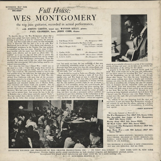 Wes Montgomery - Full House (SMJ-6069) 1974 JPN Riverside - Victor｜中古LP