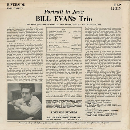 Bill Evans - Portrait In Jazz (VIJ-101) 1984 JPN Riverside / Victor｜中古LP