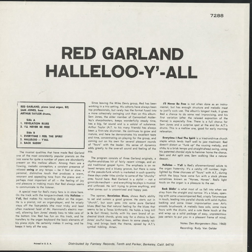 Red Garland / レッド・ガーランド / Halleloo-Y'-All (PRT-7288) – VOXMUSIC WEBSHOP