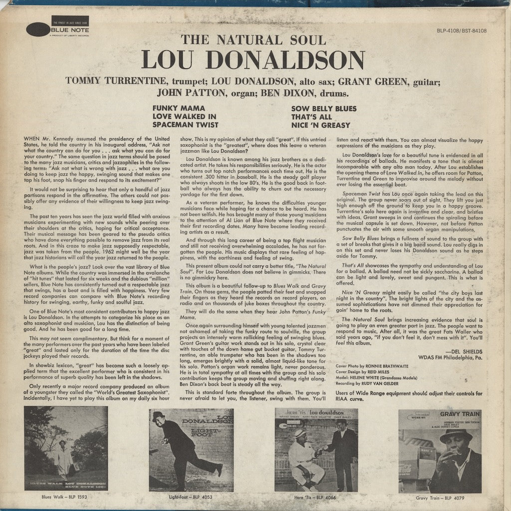 Lou Donaldson / ルー・ドナルドソン / The Natural Soul (BST 84108) 1973 US Blue Note UA Blue Lbl.