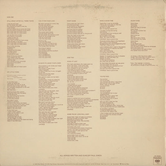 Paul Simon - Still Crazy After All These Years (PC 33540) LP 1975 US Columbia｜中古LP
