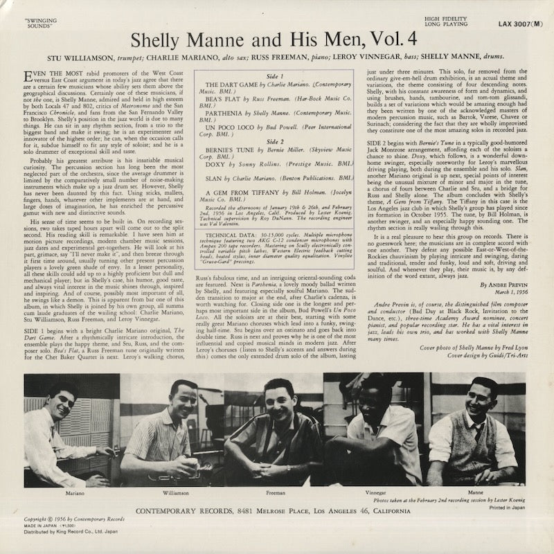 Shelly Manne & His Men / シェリー・マン / Vol. 4 - Swinging Sounds (LAX 3007(M))