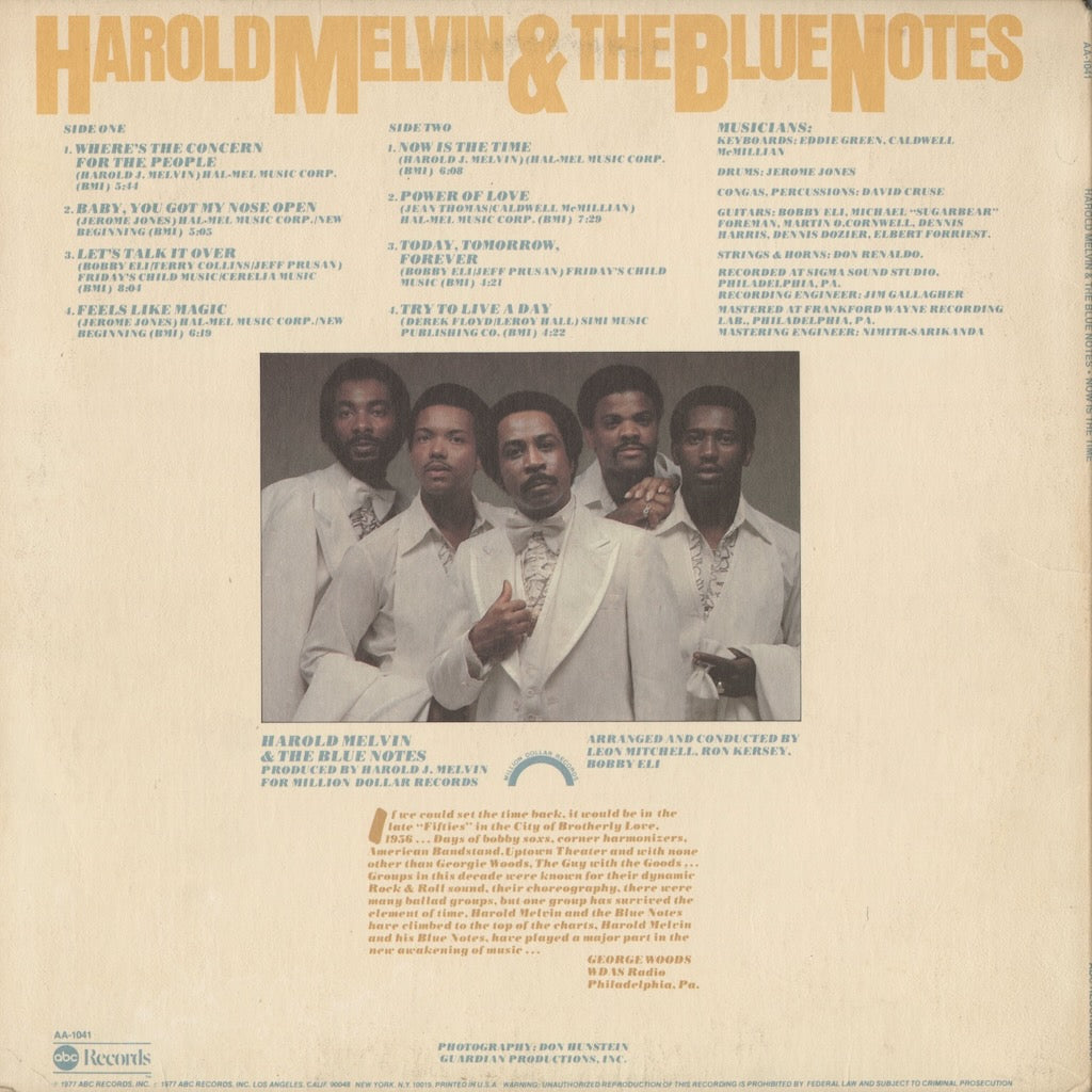 Harold Melvin & The Blue Notes / ハロルド・メルヴィン＆ザ・ブルーノーツ / Now Is The Time (AA-1041)